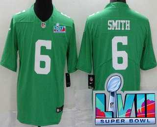 Men%27s Philadelphia Eagles #6 DeVonta Smith Limited Green Rush Super Bowl LVII Vapor Jersey->philadelphia eagles->NFL Jersey
